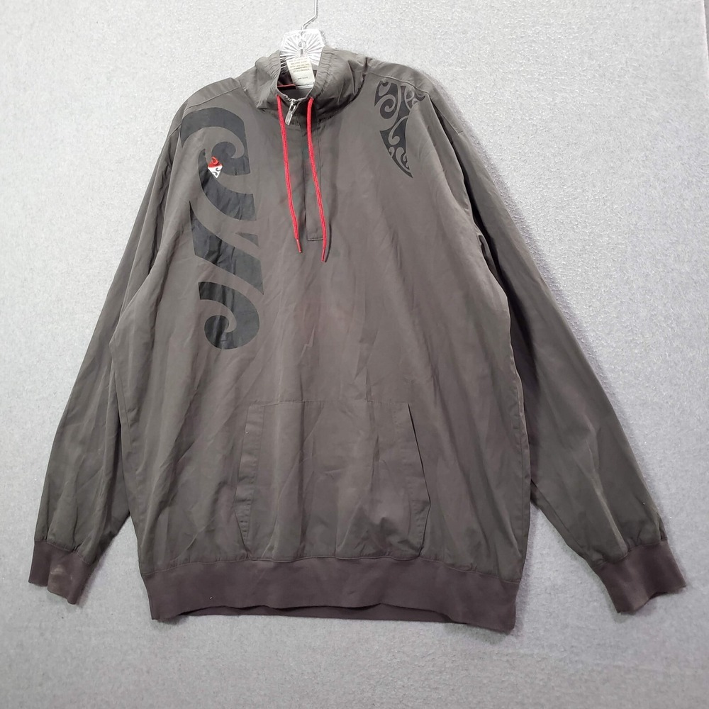 Crazy Shirts Men Sweatshirt Large Gray Full Zip Tribal Graphic 1/4 Zip Mock Neck